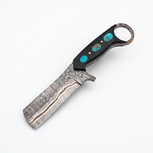 Couteau de boucher en cuivre Damas avec incrustation turquoise, lame fixe, pour la chasse, le camping et les activités de plein air, fabriqué par le fabricant - Product Image 1