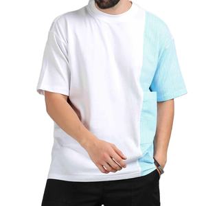 T-shirt en coton toile à col rond et manches courtes, coupe droite, épaules tombantes, personnalisable pour homme, OEM, marque privée, vente en gros - Product Image 1
