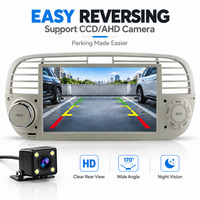 Système multimédia autoradio HNATUE Android 15 avec Carplay et lecteur DVD pour Fiat 500 Blanc RDS