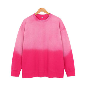 Sudadera de algodón grueso personalizada de fábrica, lavada al ácido, estilo oversize, camiseta larga, lavado efecto nieve, suéter de moda con degradado de color, alta calidad - Product Image 1