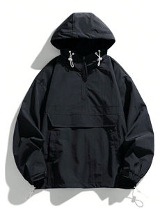 Sweats à capuche en tissu coupe-vent de qualité supérieure pour hommes, manches longues, grande fermeture éclair, logo personnalisé et sweats à capuche coupe-vent imperméables pour hommes - Product Image 1