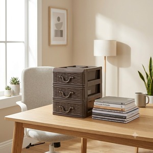 Stackable Plastic <b>Storage</b> <b>Drawers</b> Rectangle Minimalist Design 3 TIER - Product Image 1