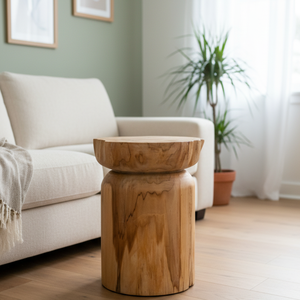 ARTERRA Premium Warehouse and Hotel Venue Rustic Teak Natural Cylinder <b>Stool</b> Handcrafted Teak Furniture Craft - Product Image 4