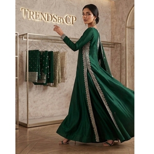 Trends by Cp <b>Present</b> Luxury Hand-Embellished Pure Silk Long Shirt - Pakistani Designer Bridal & Party Wear Salwar Kameez - Product Image 2