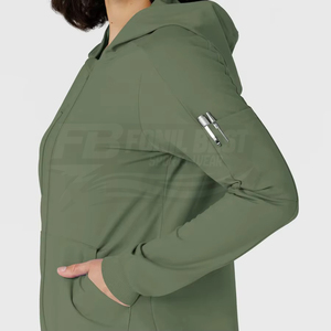 Uniforme Médico para Personal Sanitario: Blusa con Capucha Verde Oliva y Pantalones a Juego, Mezcla de Algodón, Tejido de Punto - Product Image 3