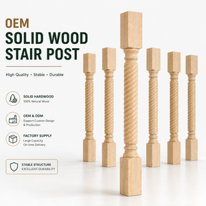 Poste de Escalera de Madera Maciza, Poste de Escalera Retorcido de 3.5x3.5x35.5 Pulgadas, Diseño Tradicional Duradero para Aplicaciones en Escaleras - Product Image 1