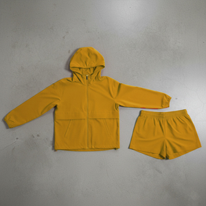 Conjunto de Verano Personalizado para Mujer, Chaqueta Cortavientos con Estampado Sólido, Pantalones Cortos Deportivos y Sudadera con Capucha, Estilo Casual por Encima de la Rodilla - Product Image 4