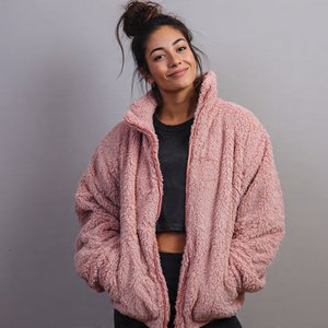เสื้อแจ็คเก็ตขนเฟลซเชอร์ปาแบบไหล่ตกสำหรับผู้หญิง คอตั้ง เสื้อโค้ทขนเฟลซเชอร์ปาสำหรับสุภาพสตรี เสื้อแจ็คเก็ตขนเฟลซเชอร์ปาสไตล์วินเทจสำหรับฤดูหนาว อุ่นสบายสำหรับผู้หญิง - Product Image 1