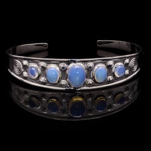 925 Sterling Silver Oxidized Ethiopian <b>Opal</b> Cuff <b>Bracelet</b> Stylish Handmade Bezel Setting - Product Image 6