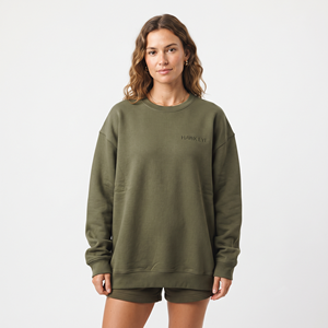 Sudadera de Mujer de la Mejor Calidad, Corte Holgado, Hombros Caídos, Cuello Redondo, Bordada, Manga Larga - Product Image 3