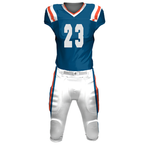 Ensemble de maillots de football américain pour hommes, bleu, blanc, orange, 23, sublimé, col en V, manches courtes, évacuation de l'humidité, coupe athlétique, toutes saisons - Product Image 1