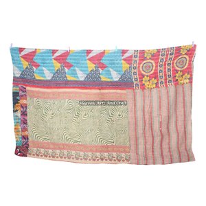 Latest Design Vibrant Color <b>Indian</b> Kantha Quilt <b>Indian</b> Reversible Hand Stitched Heavy <b>Throw</b> Old Sari Blanket Patch Work Heavy - Product Image 6
