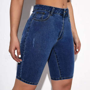 New Arrival Women Summer High Waisted <b>Mini</b> Denim Shorts Tummy Control Denim Cuff Denim Shorts - Product Image 1