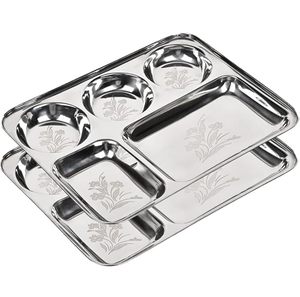 Plato de Acero Inoxidable con Divisiones Grabadas con Láser, Plato de Servir Duradero para el Hogar, Cocina y Restaurante - Product Image 5