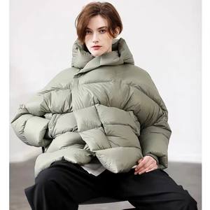 Blouson matelassé chaud d'hiver pour homme, respirant, en nylon brillant, avec fermeture éclair légère, broderie unie en coton - Product Image 3