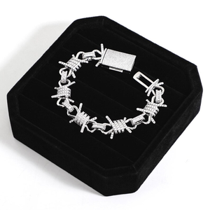 VVS Round Cut 925 <b>Sterling</b> <b>Silver</b> Moissanite Diamond Iced Out Bow Link <b>Bracelet</b> Hip Hop <b>Bracelet</b> For Unisex Luxury Wear - Product Image 3