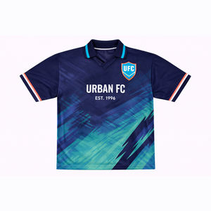 T-shirt de football surdimensionné personnalisé pour homme, en polyester par sublimation, style streetwear, maillot de foot rétro à col polo, tee-shirt athlétique - Product Image 4