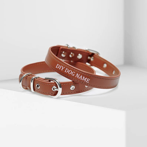 Collar de Perro de Cuero PU Impermeable, Acolchado Suave y Ajustable, con Hebilla de Metal, Logotipo Personalizado OEM - Product Image 2