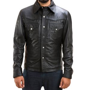 Chemises pour hommes, dernière mode, en cuir de qualité supérieure, boutonnées, coupe ample, vêtements décontractés, entièrement doublées, légères, élégantes, pour l'extérieur, hiver - Product Image 5