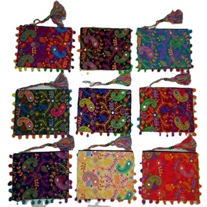 Bolsa de mano de algodón tribal, monederos largos para monedas, monederos bordados de paisely, monederos al por mayor - Product Image 1