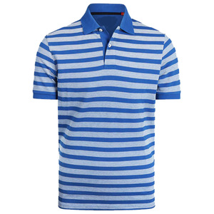 เสื้อโปโลผู้ชายลายทางถักคุณภาพพรีเมียม แขนสั้น สีน้ำเงินเทา ทรงปกติ สั่งทำได้ - Product Image 1