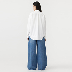 Chemise imprimée brodée à manches longues en fibre Polymade Robe en popeline formelle blanche et noire Respirante et service OEM disponible - Product Image 4