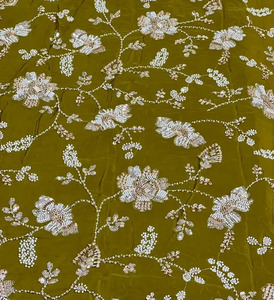 Premium Pearl Beaded Lace Fabric Embroidered <b>Sequin</b> Mesh Fabric Luxury Wedding Dress Bridal Gown Lace <b>Material</b> - Product Image 3
