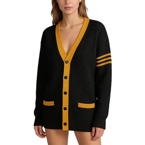 Suéter Cárdigan Casual de Mujer con Cuello en V, Tejido Grueso de Lana/Acrílico, Personalizado al por Mayor OEM/ODM, Estilo Universitario Alpha Kappa Sorority - Product Image 1