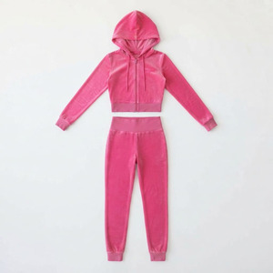 Stylish Winter Women's Hooded Solid Fleece 2-Piece Short Sleeve Sweating Tracksuits Versatile Set Knee-length 100% Cotton - Product Image 3