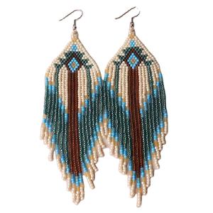 <b>Earrings</b> <b>Handmade</b> Woven Long Tassel Seed Beads Drop <b>Earrings</b> for Women Beach Vacation Gifts by MD HANDICRAFTS - Product Image 1