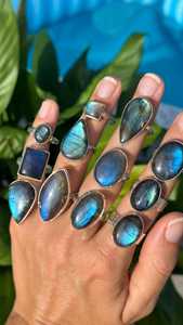 Blue <b>Labradorite</b> 925 Sterling Silver <b>Ring</b> – Mixed Shape Gemstone Statement Jewelry Solid 925 Sterling Silver - Product Image 4