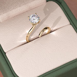 14k Gold <b>Open</b> Bypass <b>Ring</b> 1.50 CT Lab Grown Diamond Round Brilliant Cut IGI Certified Luxury Engagement - Product Image 4