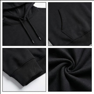Sweat-shirt à capuche surdimensionné pour homme, noir uni, en molleton de coton, décontracté, avec poche avant, coupe classique, pour l'automne - Product Image 4