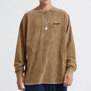 บริการ OEM เสื้อสเวตเชิ้ตผ้าฝ้ายแท้ 100% แบบสั่งทำพิเศษ สำหรับฤดูหนาว ล้างสีแบบแอซิด น้ำหนักเบา ขายส่งสำหรับผู้ชาย - Product Image 2