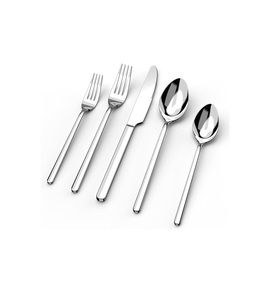 Juego de Cubiertos Minimalistas de Acero Inoxidable, 5 Piezas, Acabado Pulido Espejo, Color Plateado - Product Image 1