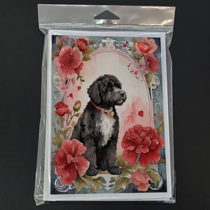Whimsical A7 tamaño 5x7 Perro de Agua portugués San Valentín rosas Paquete de tarjetas de felicitación 8 tarjetas de nota en blanco con sobres - Product Image 3