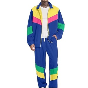 Breathable Winter Coated Patchwork Track Suits Nylon Polyester Shell Tracksuit Two-Piece <b>Wind</b> <b>Breaker</b> Jacket Pants Sets For Men - Product Image 1