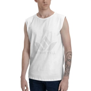 <b>Men's</b> <b>White</b> Sleeveless O-Neck Knitted Tank Top Breathable Solid Color Casual Sports <b>Vest</b> - Product Image 4