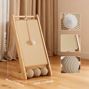 Tiragraffi per gatti a L in sisal con palla sospesa - per grattare, colpire e saltare - Una base, tre aree principali di gioco - Product Image 6