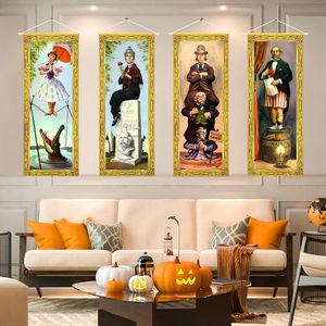 Gran Set de 4 Decoraciones de Halloween: Retratos Estirables de Mansión Encantada, Fondo de Vinilo Vintage, Póster de Terror para Exteriores - Product Image 2