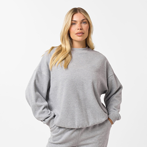 Sweat-shirt surdimensionné de qualité supérieure pour femme, col rond, en molleton, avec épaules tombantes et broderie 3D - Product Image 5