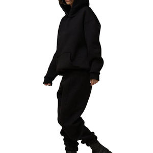 Ensemble survêtement femme personnalisé à capuche, coupe oversize, en molleton 100 % coton écologique, style streetwear, 2 pièces – Vente flash - Product Image 2