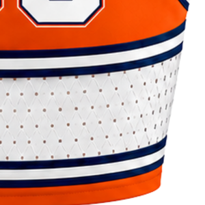 Haut court sans manches pour femme, col en V, orange, blanc, bleu marine, pour cheerleading, performance athlétique, uniforme d'équipe, compétition - Product Image 6