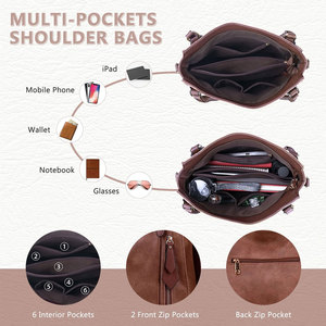 Leather <b>Women</b> Shoulder <b>Backpack</b> Handbag Two Straps Zipper Closure Waterproof High Quality New Design Fashion Purse Durable <b>Large</b> - Product Image 4