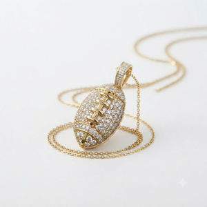 Unisex Trendy 10K <b>Solid</b> <b>Gold</b> Custom Iced American Soccer Ball Lab Grown Diamond <b>Pendant</b> Hip hop Style Party Charm Necklace Charm - Product Image 6