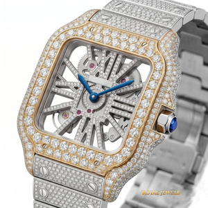 Montre à quartz avec cadran en diamant, boîtier carré, bracelet en acier inoxydable, montre analogique de luxe, style bijoux unisexe - Product Image 1