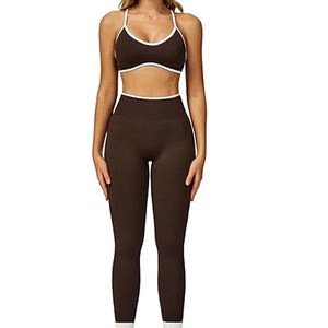 Conjunto de Yoga Premium de Punto Sólido para Mujer, Shorts y Bra Deportivos, Ecológico, de Secado Rápido, Spandex/Nylon, para Gimnasio y Fitness al Aire Libre - Product Image 1