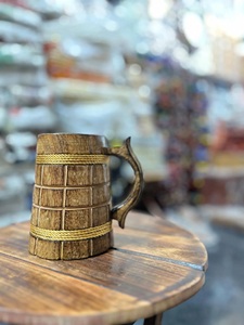 100% Leakage Proof Vintage Wooden Beer Mug with Lid Wooden Handle Eco-Friendly CE Certified <b>for</b> Home Hotel & Restaurant Use - Product Image 2
