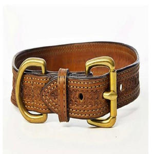 ปลอกคอสุนัขหนังแท้แบบตะวันตกดีไซน์งานสานด้วยมือลายนูนปลอกคอสัตว์เลี้ยงเย็บแข็งแรงทนทาน - Product Image 5