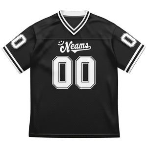 Camiseta de Fútbol Negra Personalizada con Rayas Blancas e Impresión de Nombre y Número, Ropa Deportiva y Urbana Transpirable, Camiseta Americana para Hombre - Product Image 1